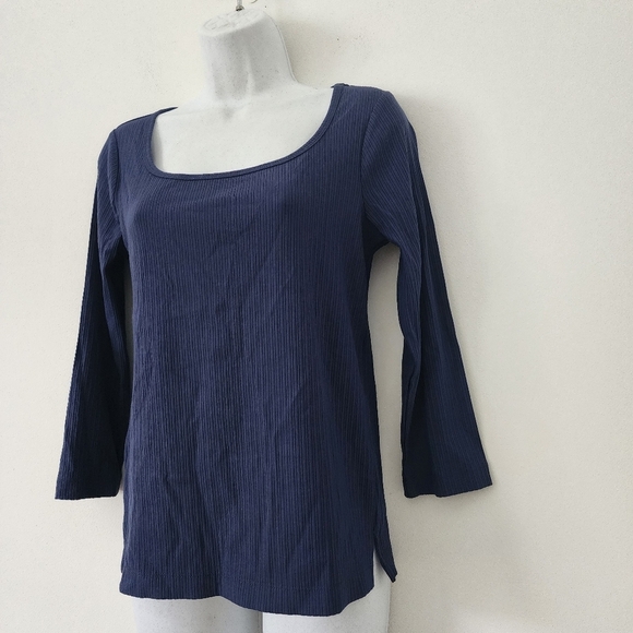 SPANX Stretch Rib Long-Sleeve Top Midnight Blue Size Small - Picture 10 of 15